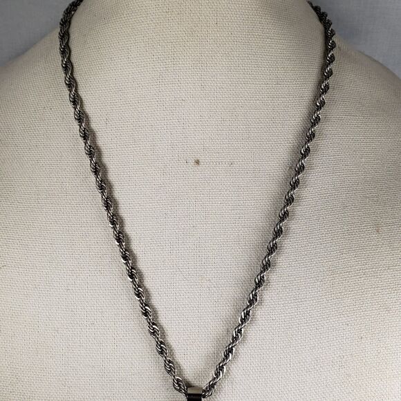 Vintage Stainless Steel 3D Cross Pendant Thick 23" Rope Necklace - Picture 13 of 16